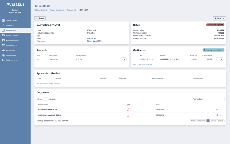 Copie d'écran de l'application
