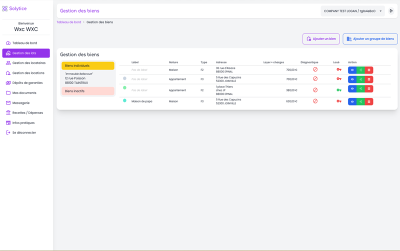 Copie d'écran de l'application